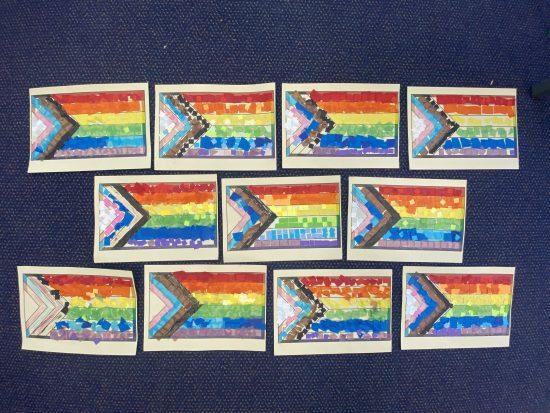 Year 3 childrens rainbow flag collages