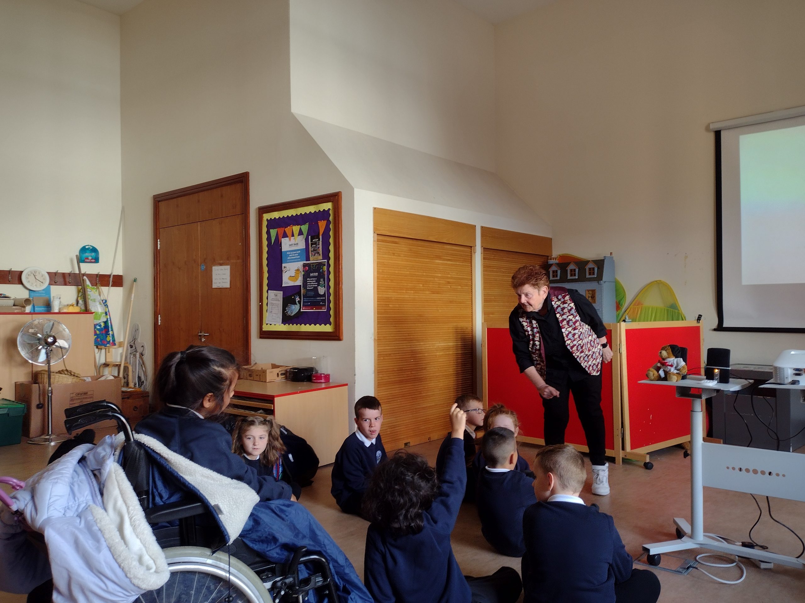 Children meeting Sheila Graber