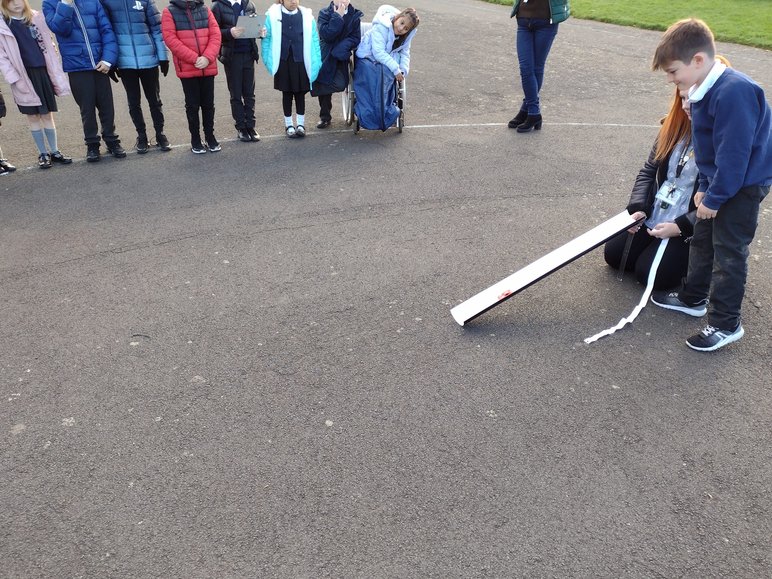 Year 3 testing the friction on the yard