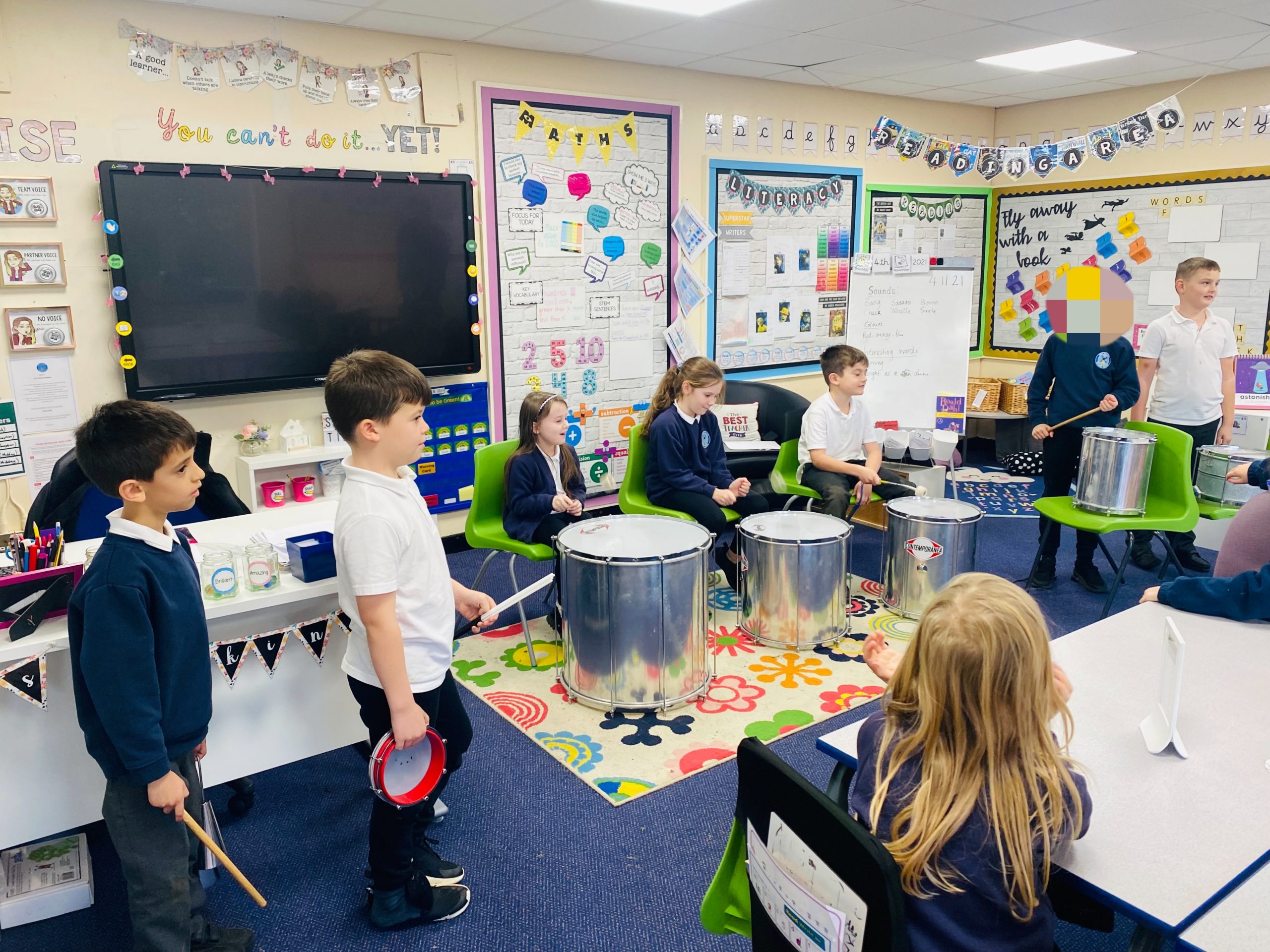 Class 7's first drumming lesson with Mr Bird