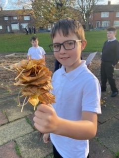 Year 6 children made these leaf pictures!