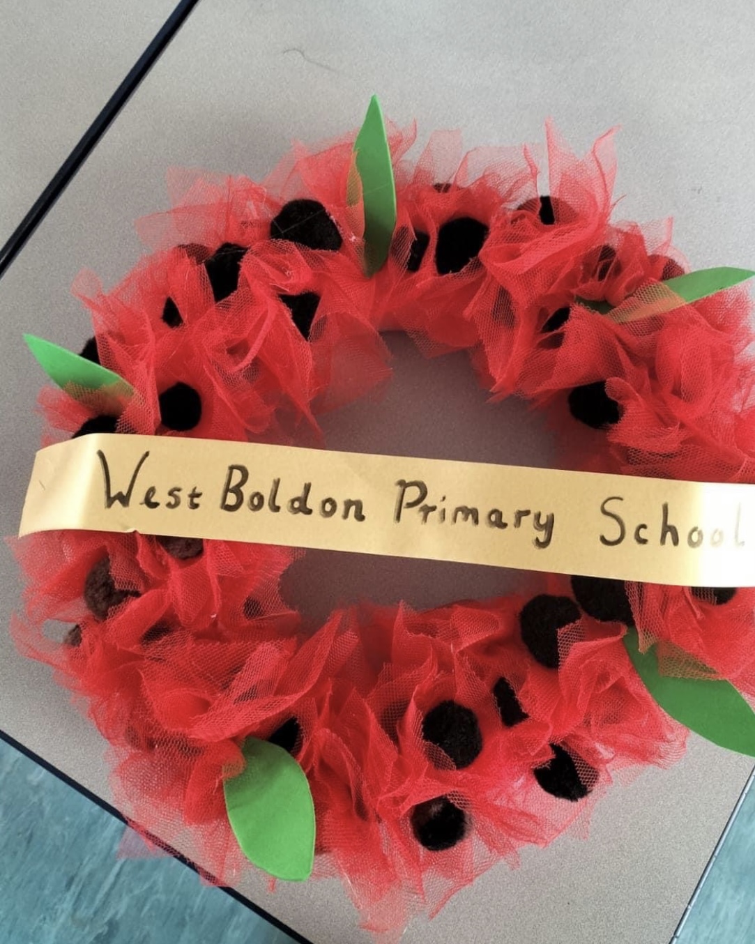 West Boldon Primary Schools wreath for the Boldon cenotaph