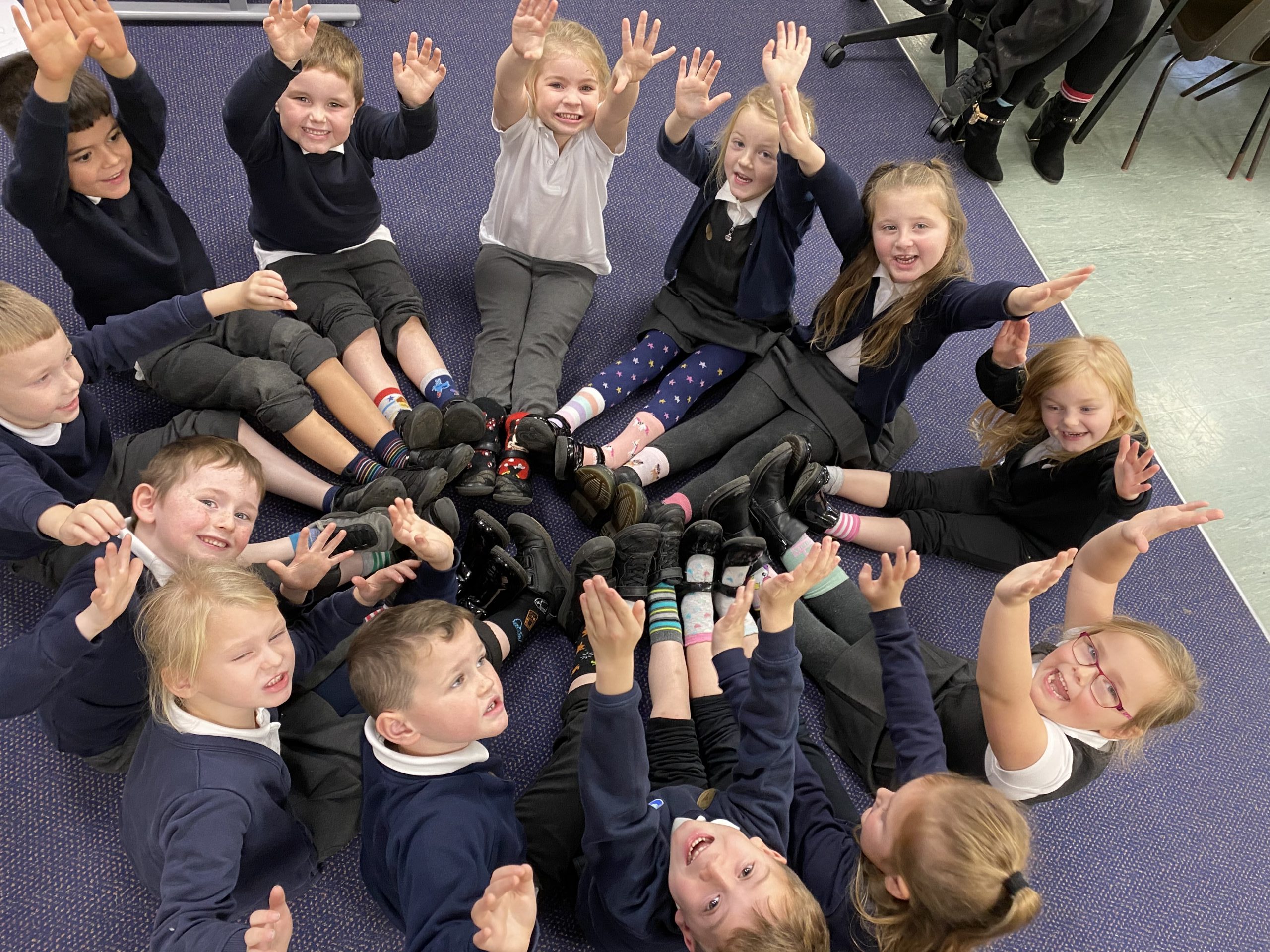 Year 1's odd socks for Anti Bullying Week