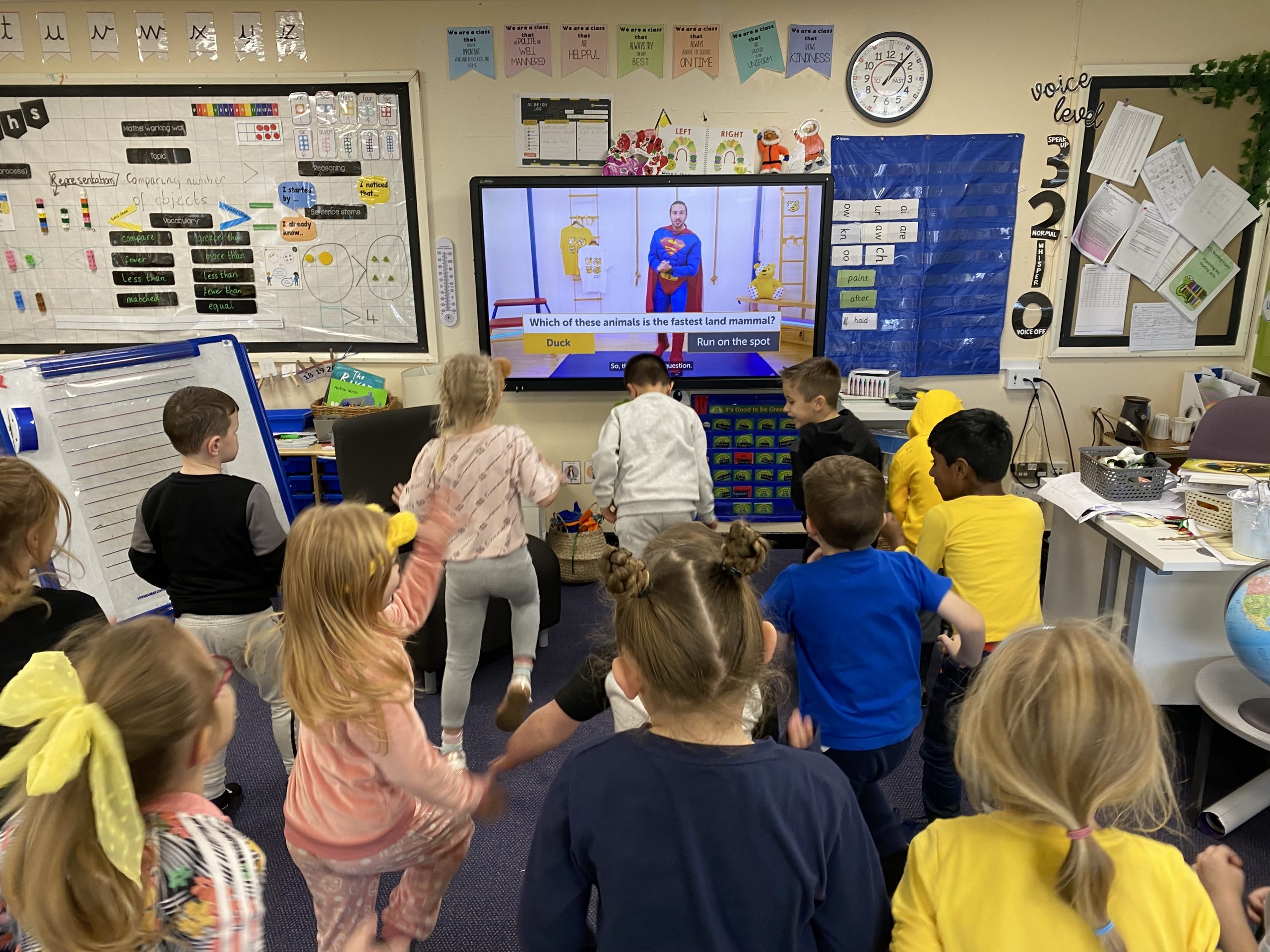 Year 1 taking part in the Joe Wicks Live Lesson