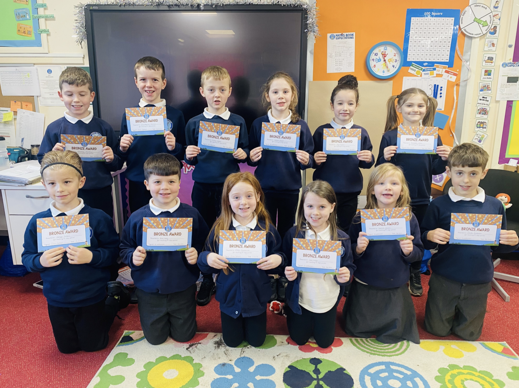 year 3 dojo prize winners with their certificates
