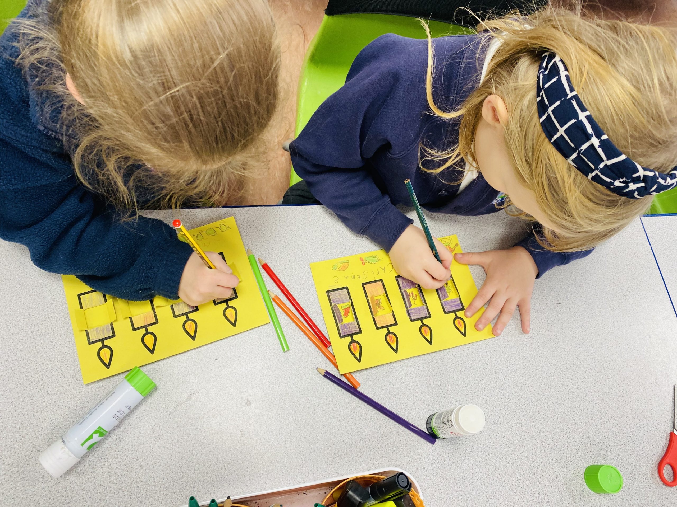 Year 3 children creating their beautiful Advent calendars