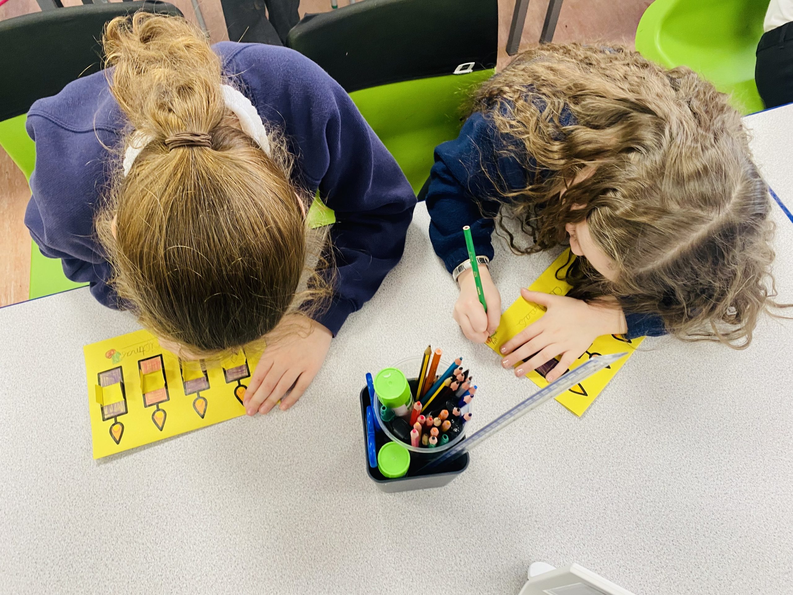 Year 3 children creating their beautiful Advent calendars