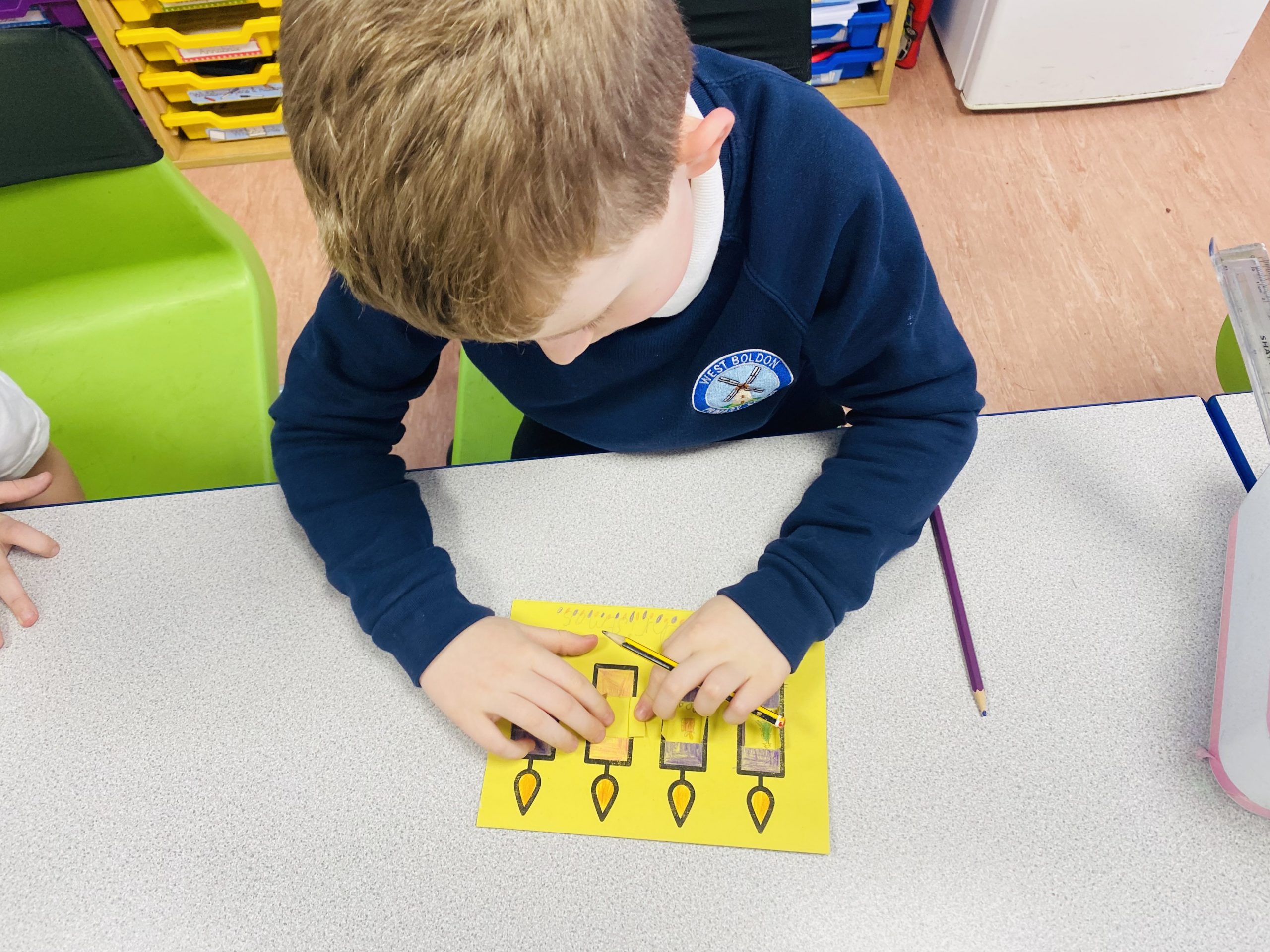 Year 3 children creating their beautiful Advent calendars