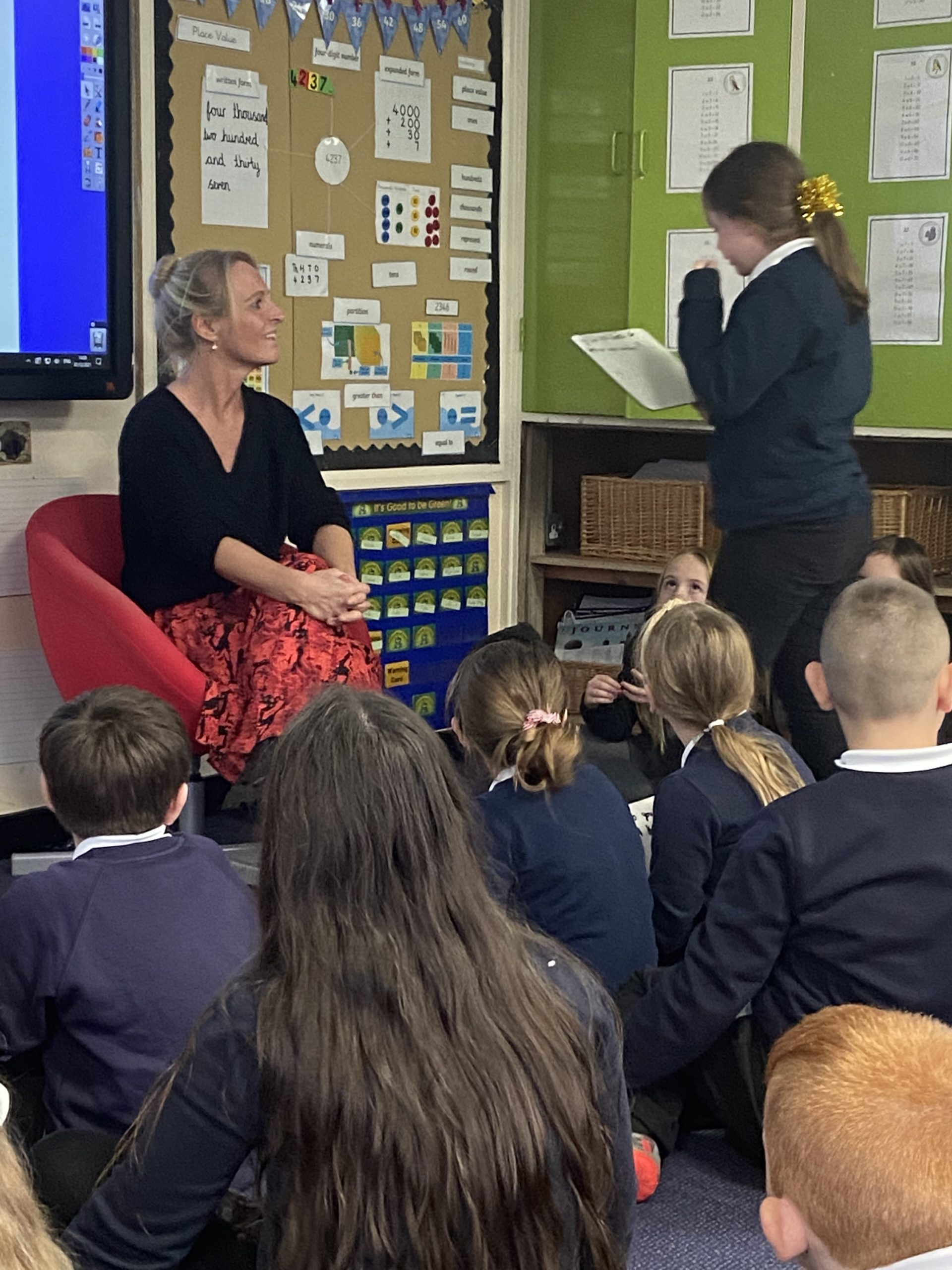 Year 4 children interviewing Mrs Garr