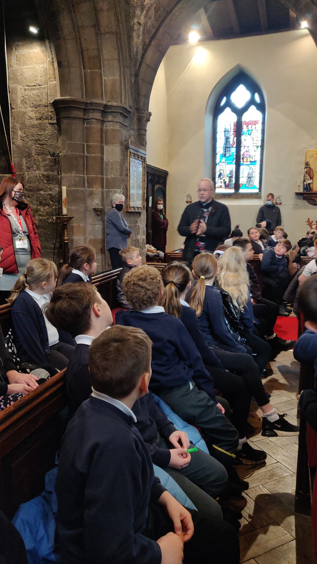KS2 children asking Rev. Paul questions