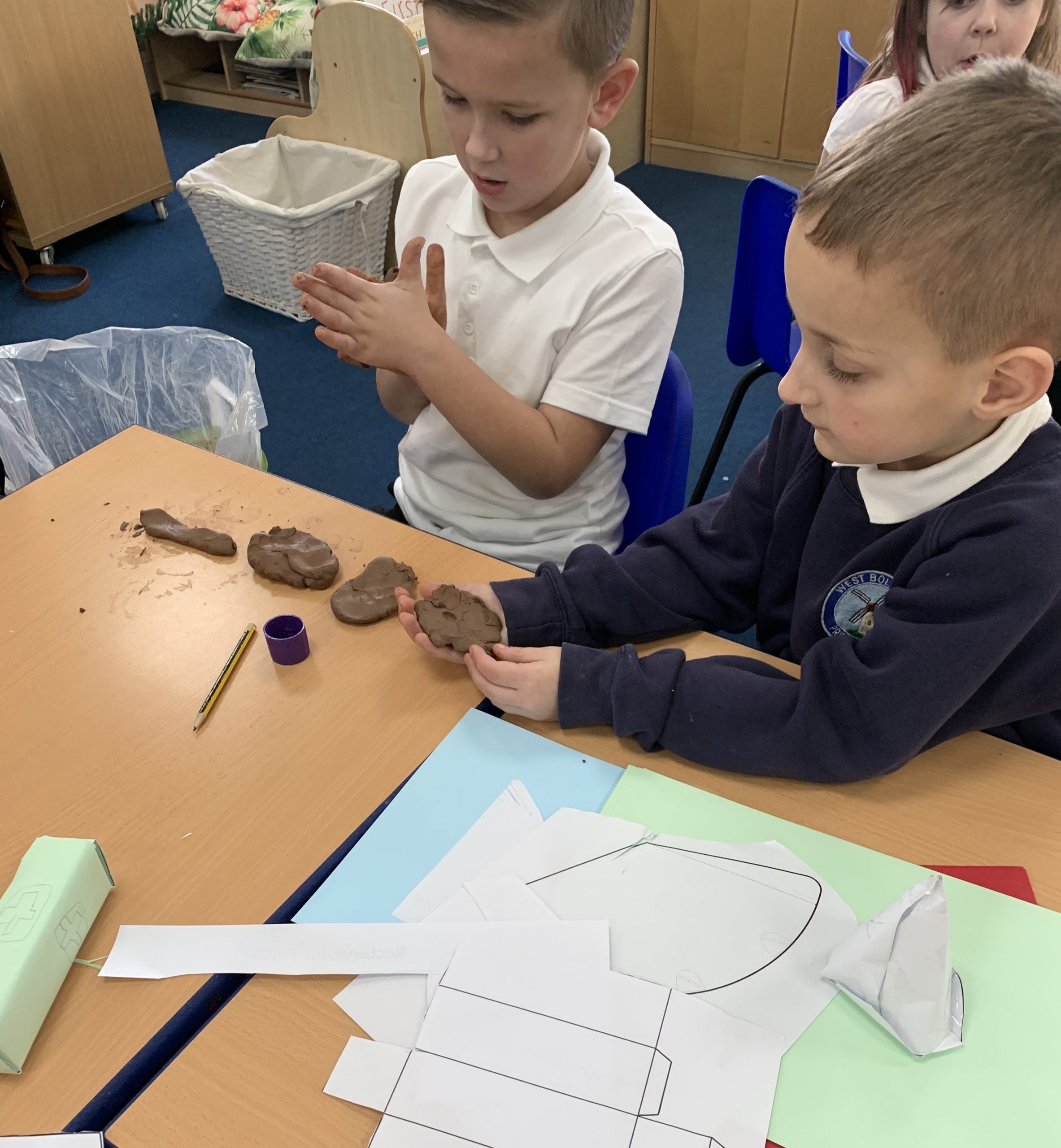 Year 2 children working on their DT projects