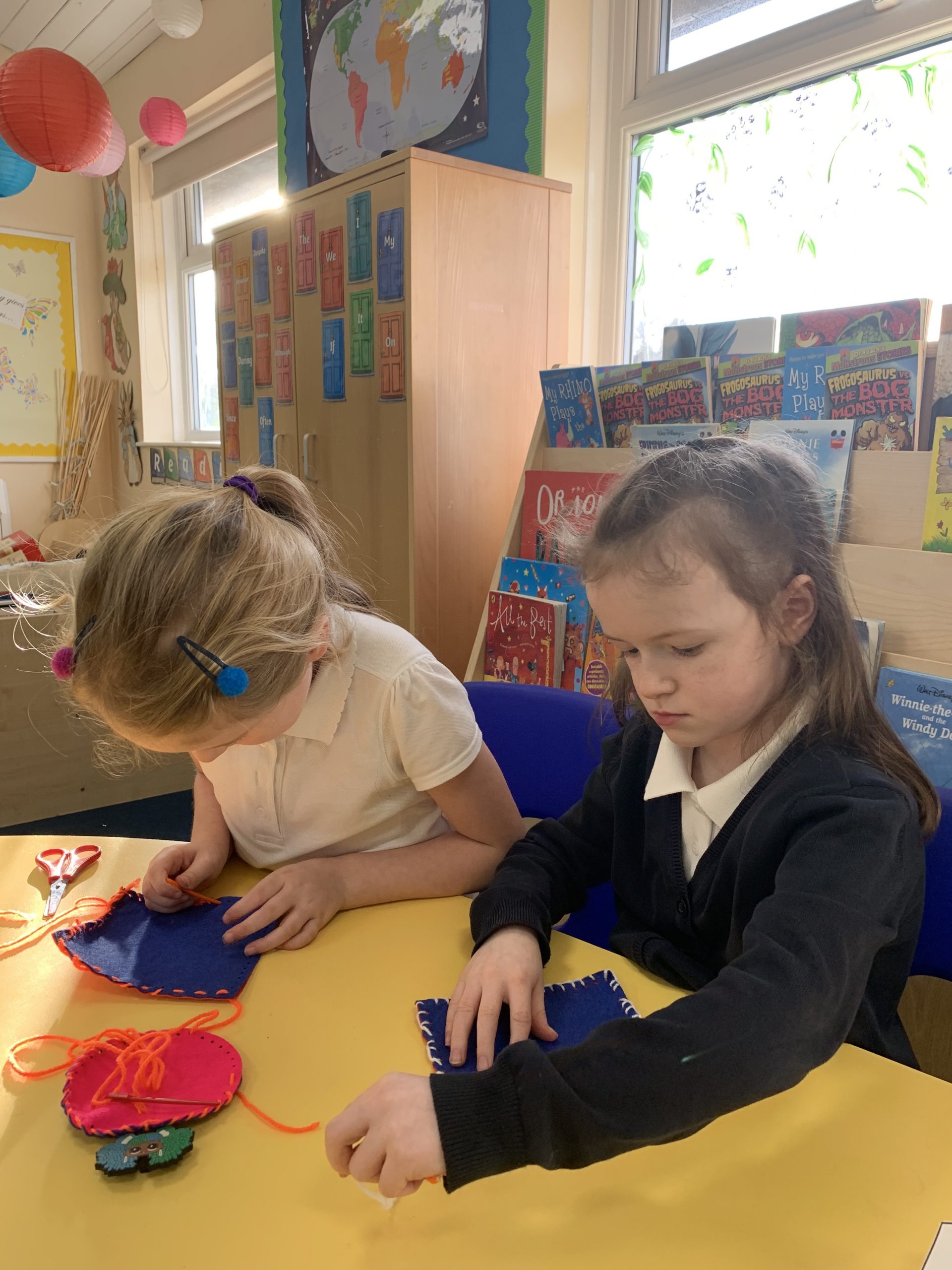 Year 2 children working on their DT projects