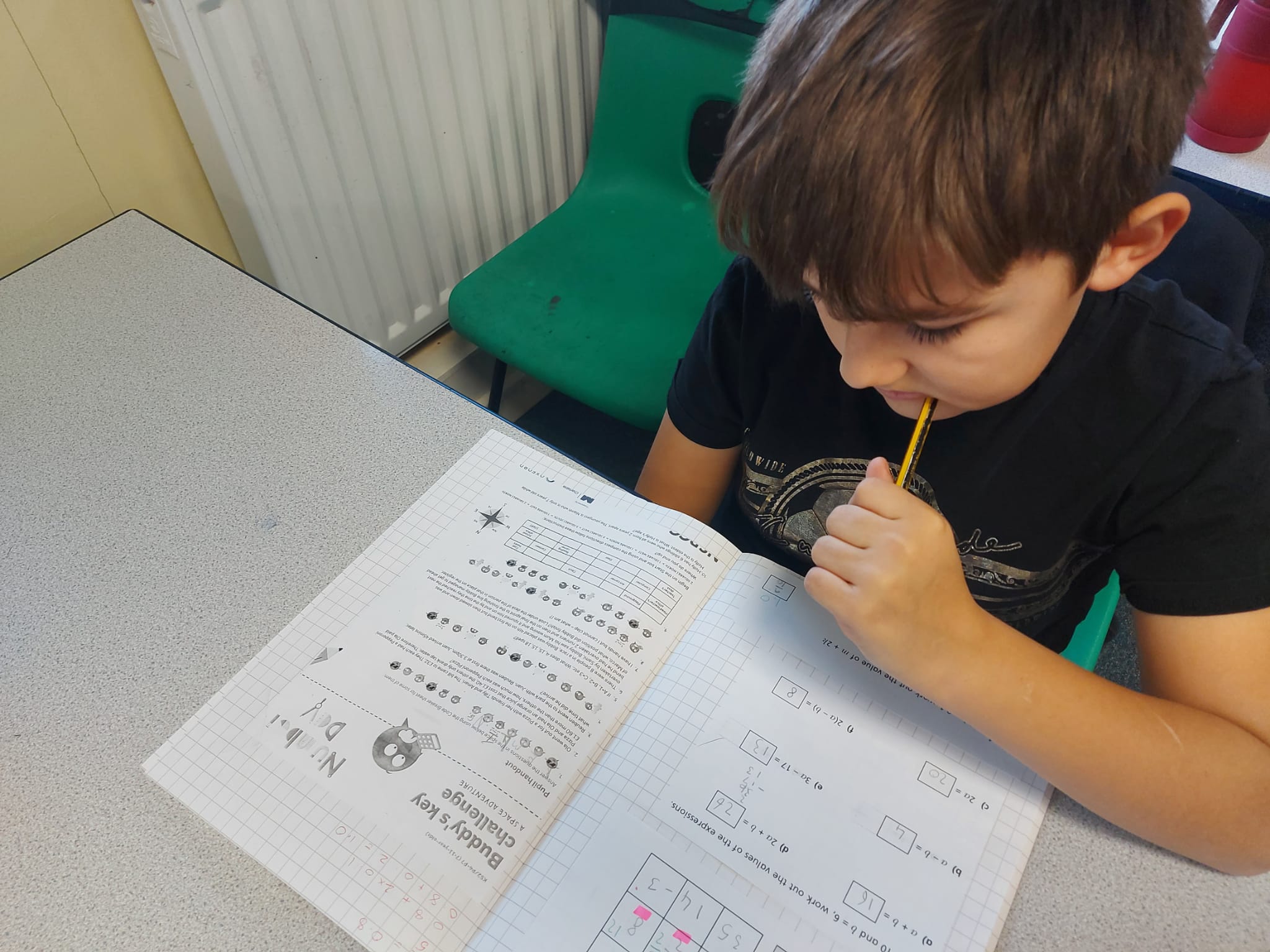 Year 6 children taking part in an activity for number day