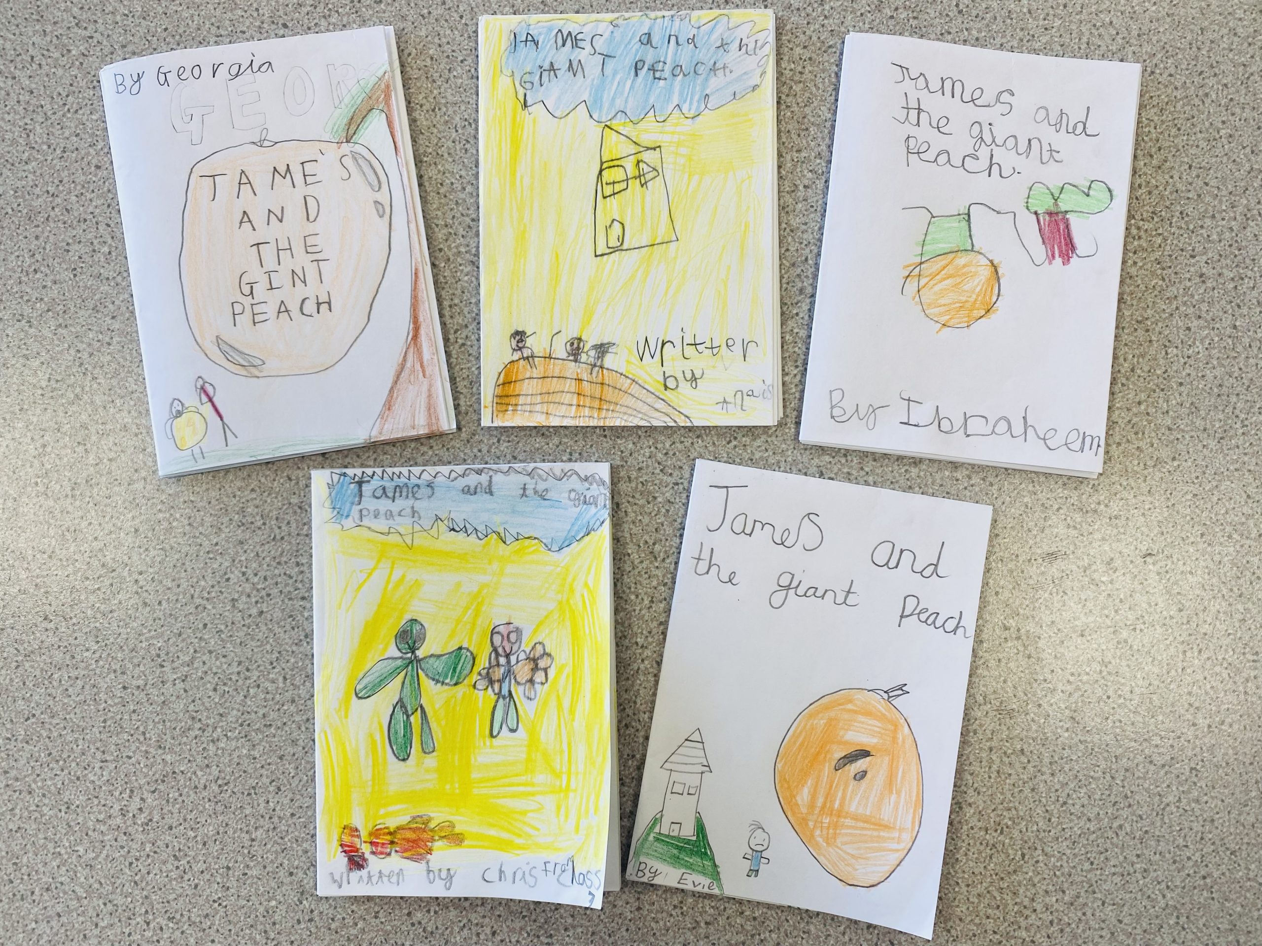 Year 3's mini books of James and the Giant Peach