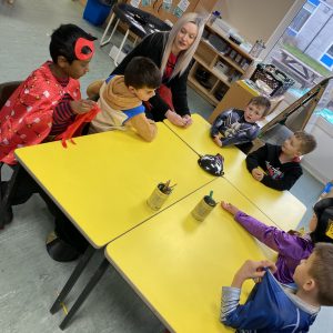 Year 1 completing an activity for world book day 2022