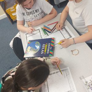 Year 6 completing an activity for World Book Day 2022