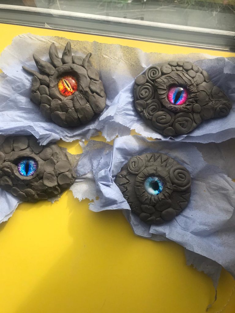 Year 4's dragon eyes in progress