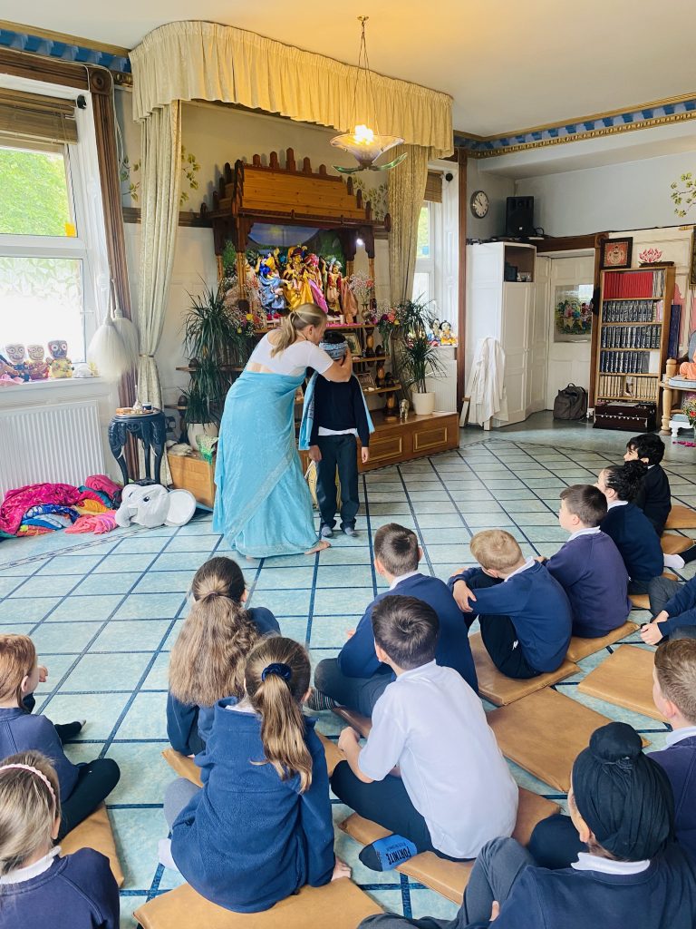 Year 3 children on their visit to the ISKCON Hindu Temple in Newcastle