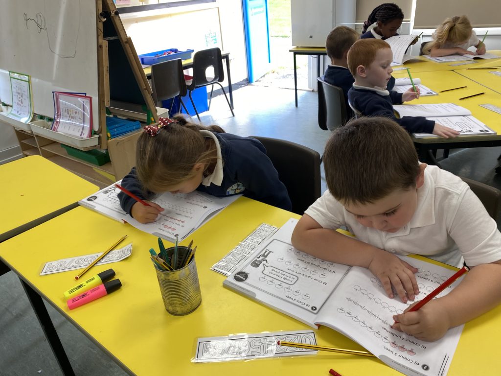 Year 1 children working independently in maths